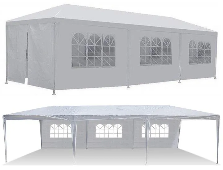 White 10-ft x 30-ft Gazebo Canopy Tent (5 or 8 Removable Walls)