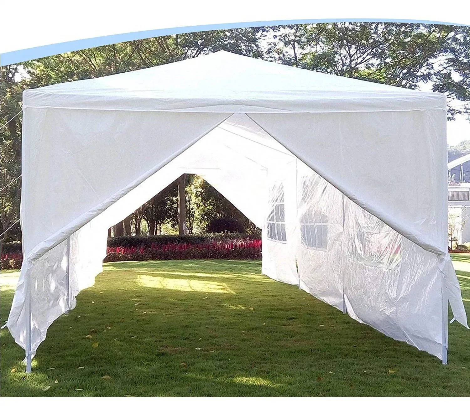 White 10-ft x 30-ft Gazebo Canopy Tent (5 or 8 Removable Walls)