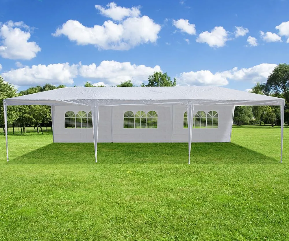 White 10-ft x 30-ft Gazebo Canopy Tent (5 or 8 Removable Walls)