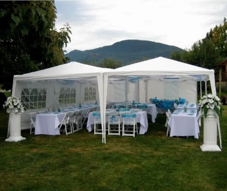 White 10-ft x 30-ft Gazebo Canopy Tent (5 or 8 Removable Walls)