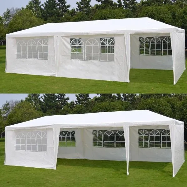 White 10-ft x 30-ft Gazebo Canopy Tent (5 or 8 Removable Walls)