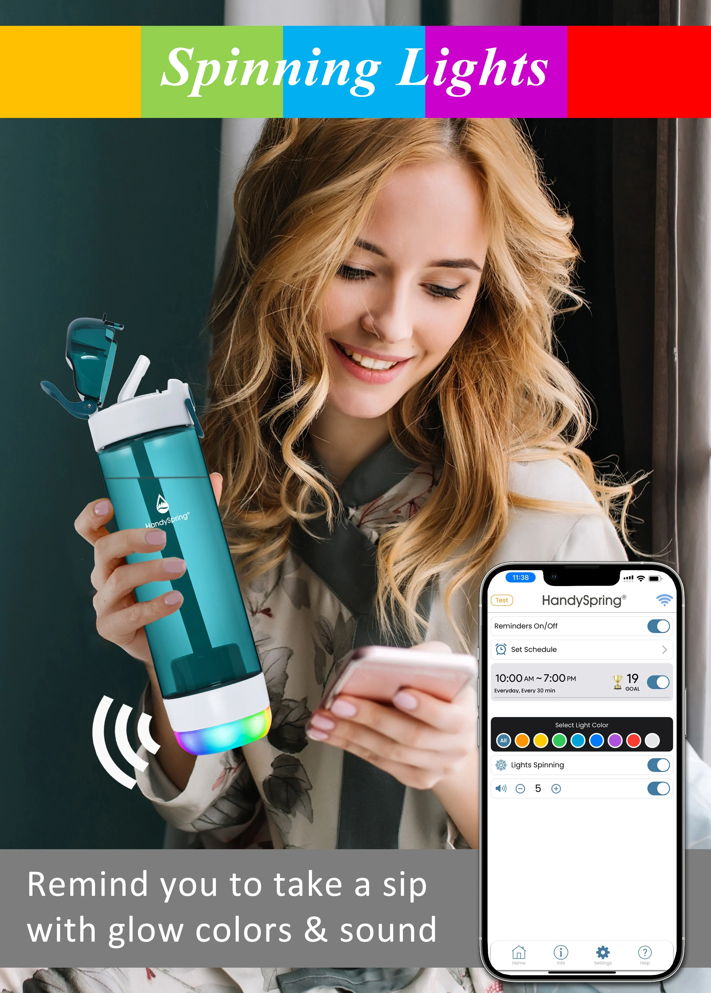 (WHOLESALE x 50PCS ) The World's 1st Smart Water Bottle with Filter and Reminder to Drink Water, Water Bottle with Filter, Filtered Water Bottle with Straw, Lights and Sound Reminder to Keep Hydrated, 26oz