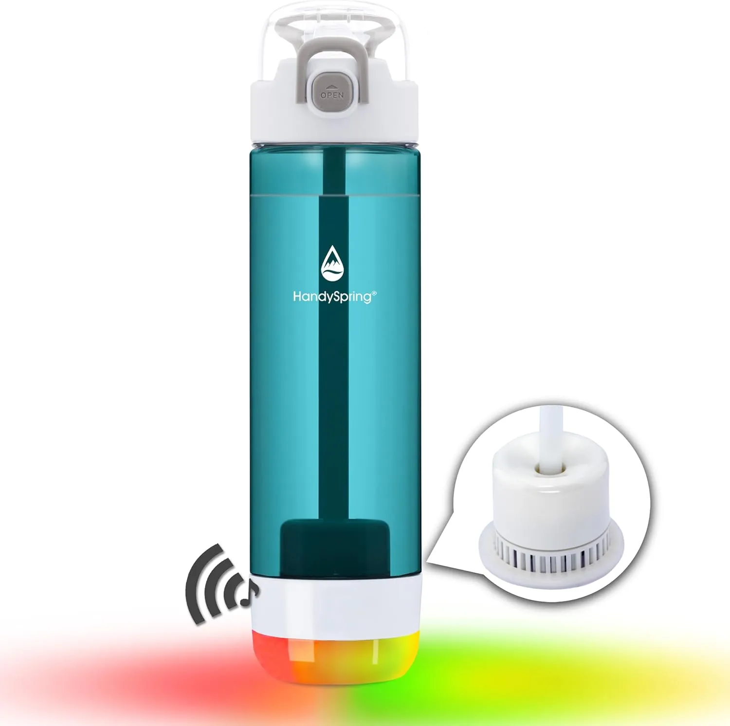 (WHOLESALE x 50PCS ) The World's 1st Smart Water Bottle with Filter and Reminder to Drink Water, Water Bottle with Filter, Filtered Water Bottle with Straw, Lights and Sound Reminder to Keep Hydrated, 26oz