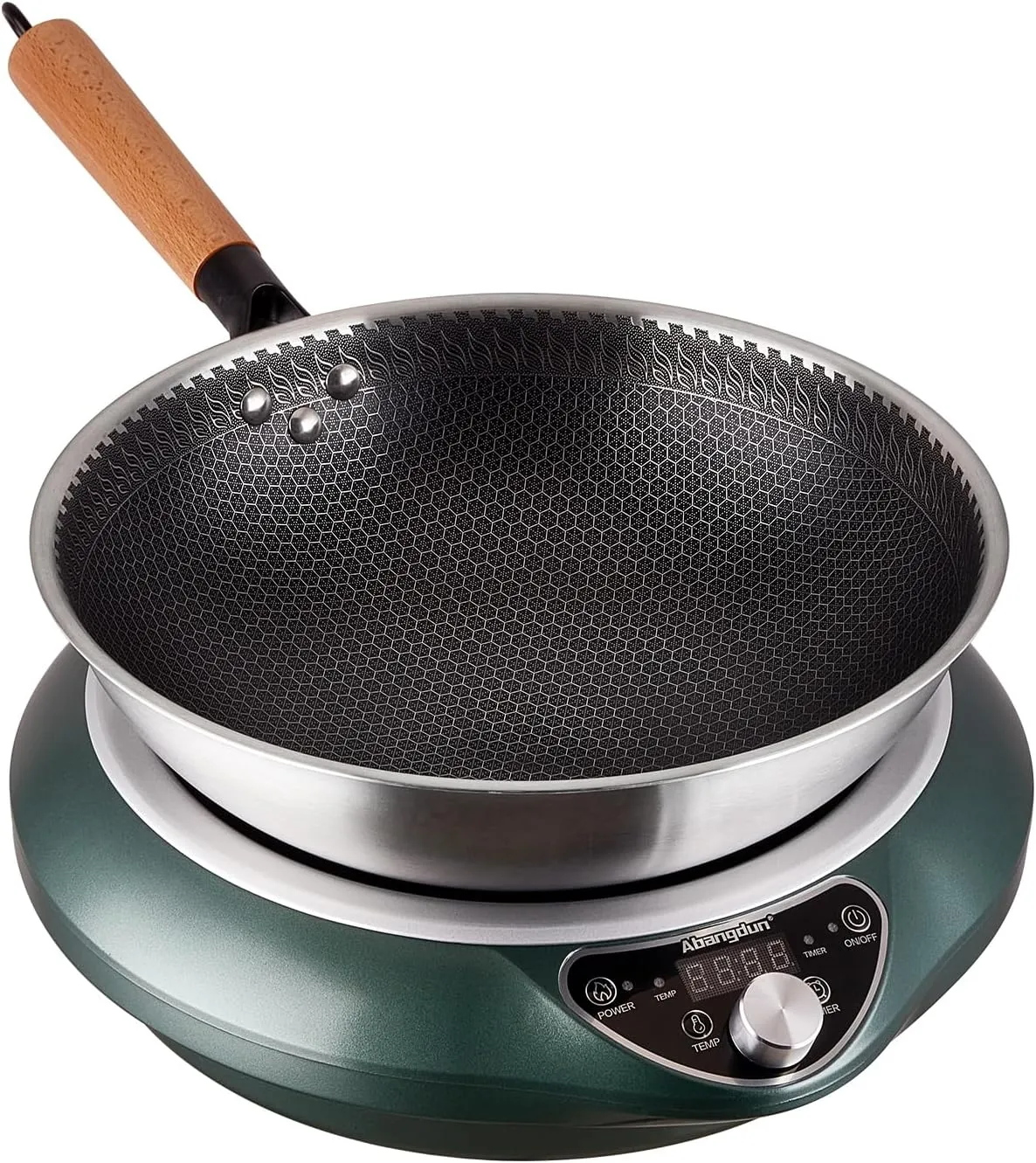 Wok Induction Cooktop 1700W 120V Wok Burner Induction Curved Electric Stove Hot Plate Frying Evenly