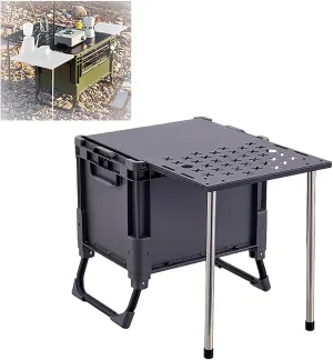WOLWES Portable Camp Kitchen Box Camping Table with Storage of 25 L or 60 L Camping Cooking Camp Table Foldable for 2~4 Peoples Picnic BBQ Beach Traveling (Color : Gris, Size : Small)