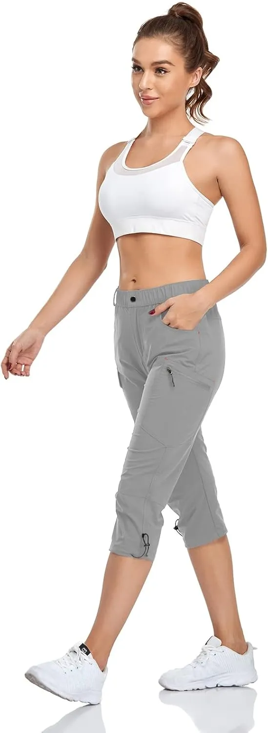 Women's Capri Pants Lightweight Outdoor Cargo Hiking Capris Quick Dry UPF 50 with Zipper Pockets