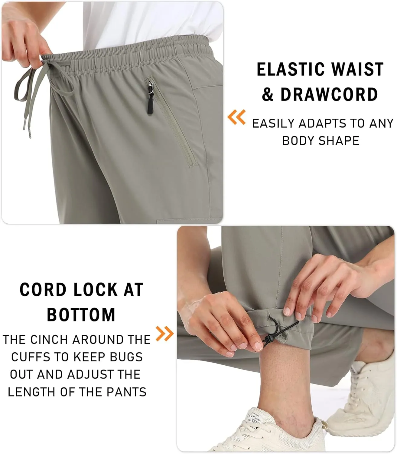 Women's Cargo Hiking Pants Camping Fishing Drift Quick Dry Water Resistant UPF50  Workout Travel Pants 5 Zip Pockets