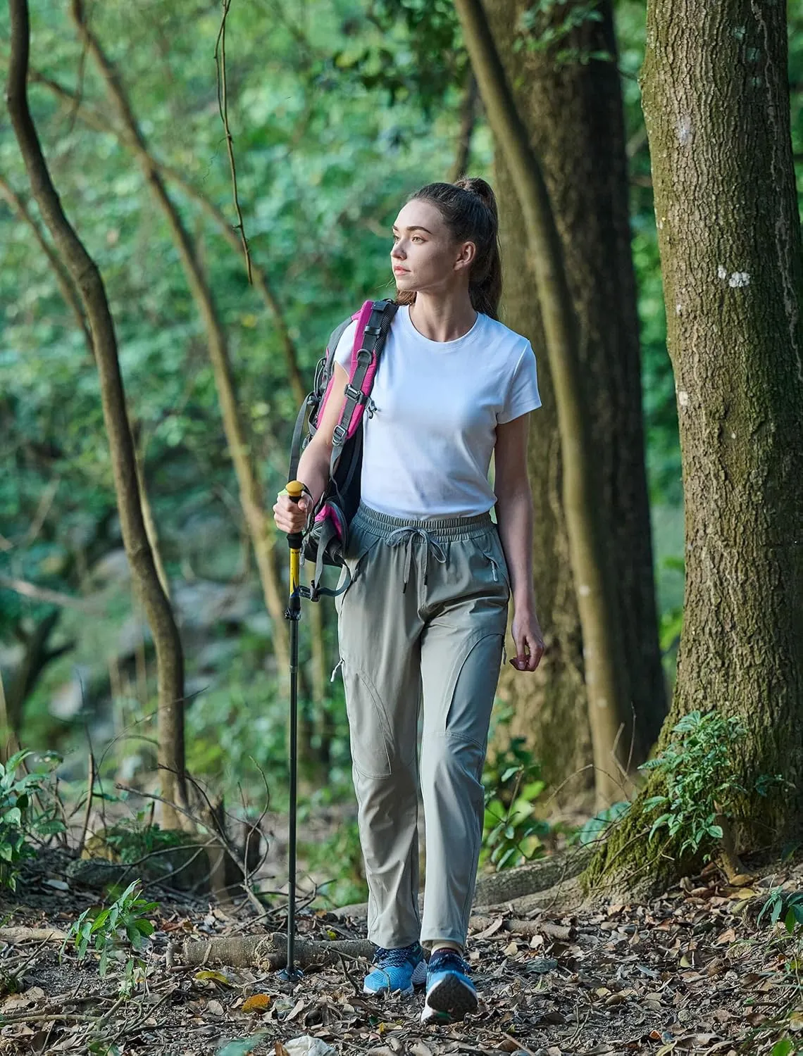 Women's Hiking Pants Quick Dry Lightweight Cargo Pants UPF 50 Water Resistant Zipper Pockets for Golf Travel Work Camping