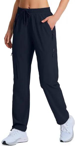 Women's Hiking Pants Quick Dry Lightweight Cargo Pants UPF 50 Water Resistant Zipper Pockets for Golf Travel Work Camping