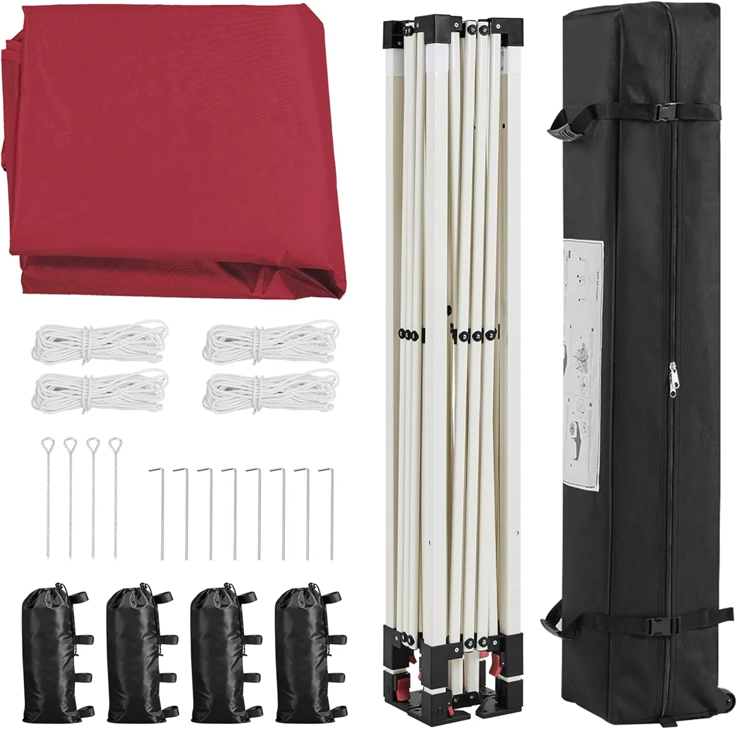 Yaheetech 10x10 Pop Up Canopy Tent with Vent, Easy Set Up Tent, Instant Sun Shelter Canopy with Wheeled Bag, 4 Sandbags, 12 Stakes & 4 Ropes, for Parties, Beach, Outdoor, Red