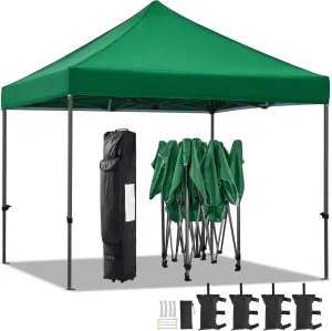 Yaheetech Canopy Tent, Commercial Instant Heavy Duty Canopy, 500D Waterproof Adjustable Canopy with Wheeled Carry Bag, 4 Sandbags and 4 Stakes (10x10, Dark Green)