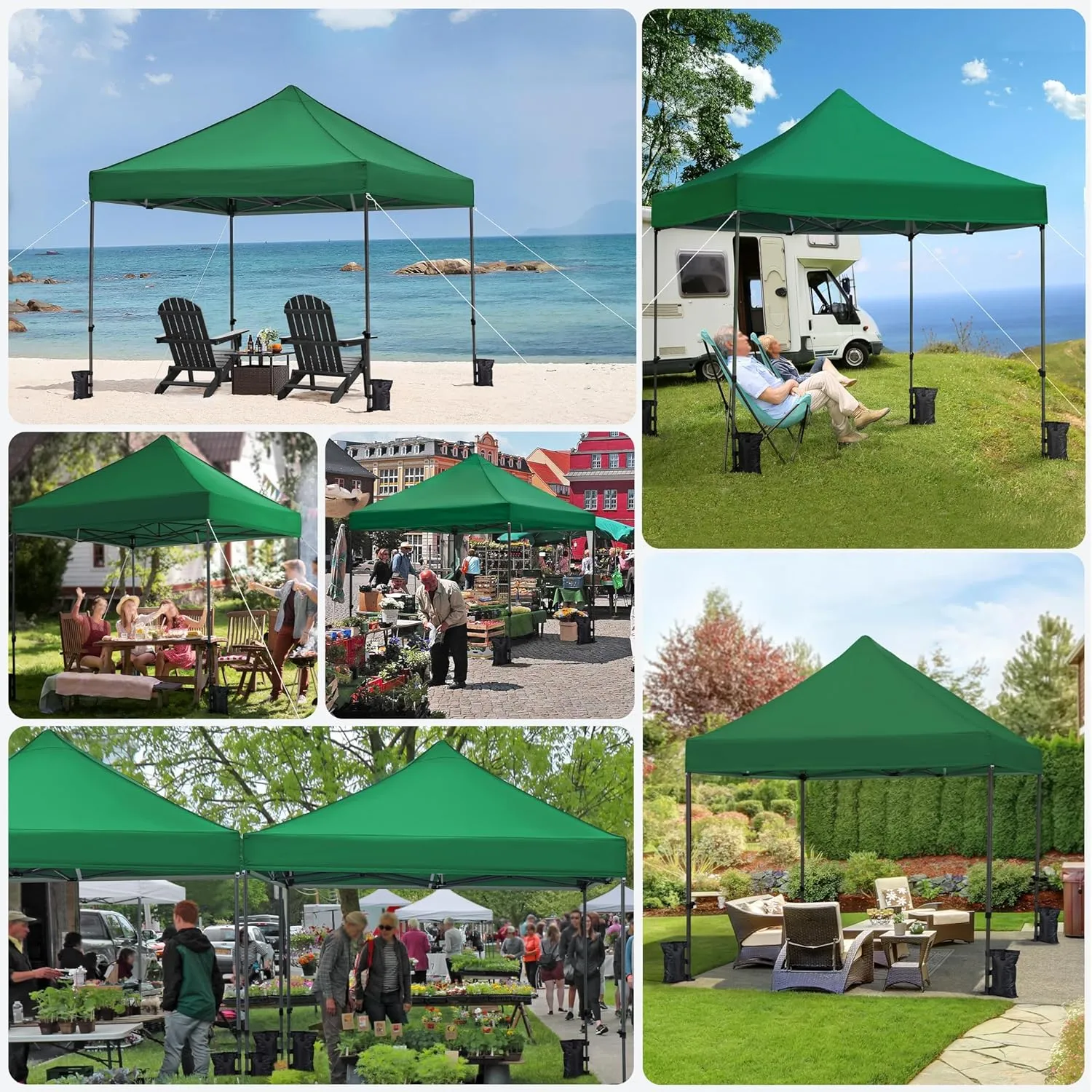 Yaheetech Canopy Tent, Commercial Instant Heavy Duty Canopy, 500D Waterproof Adjustable Canopy with Wheeled Carry Bag, 4 Sandbags and 4 Stakes (10x10, Dark Green)
