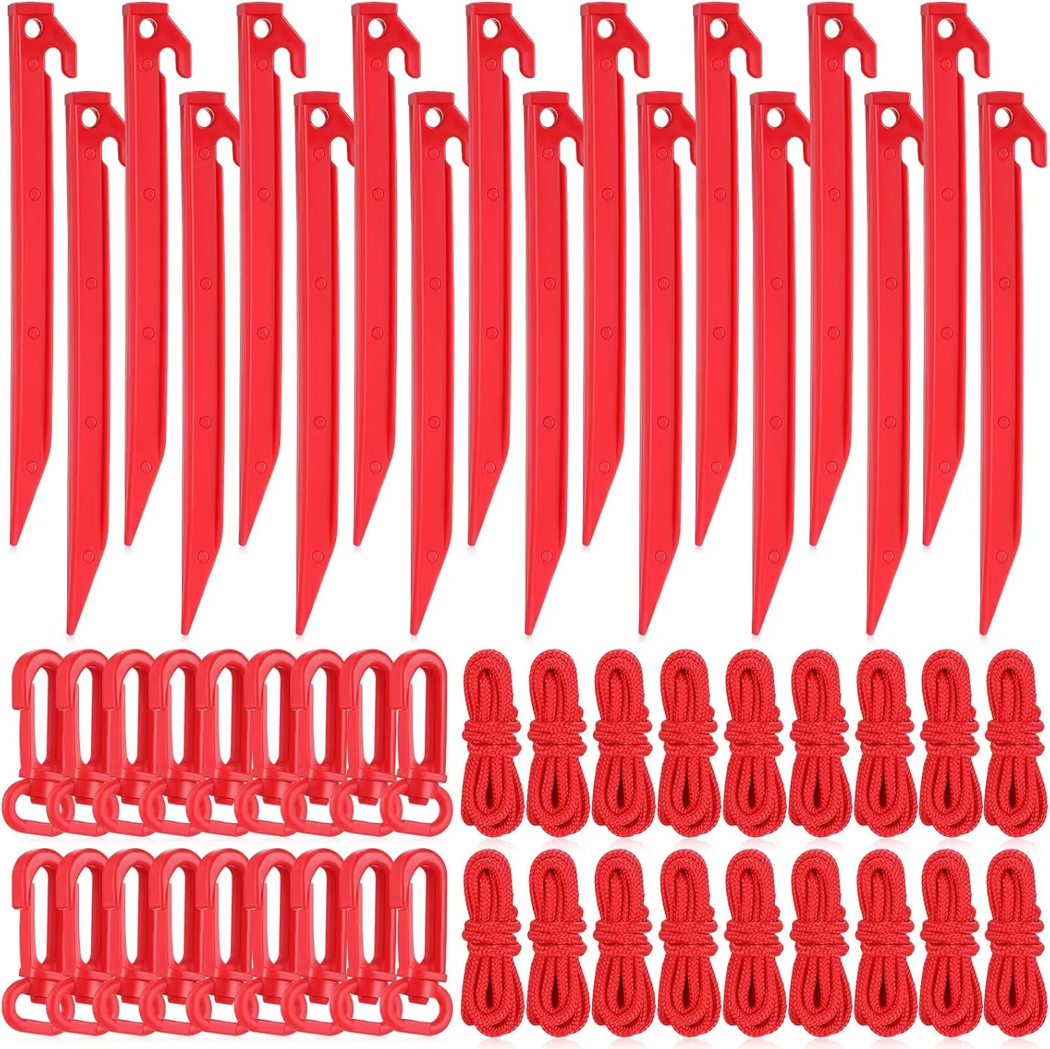 Yinkin 18 Sets Inflatable Stakes Replacement Yard Inflatable Plastic Stakes and Tethers for Christmas Lawn Tents Pegs Outdoor Camping Canopy