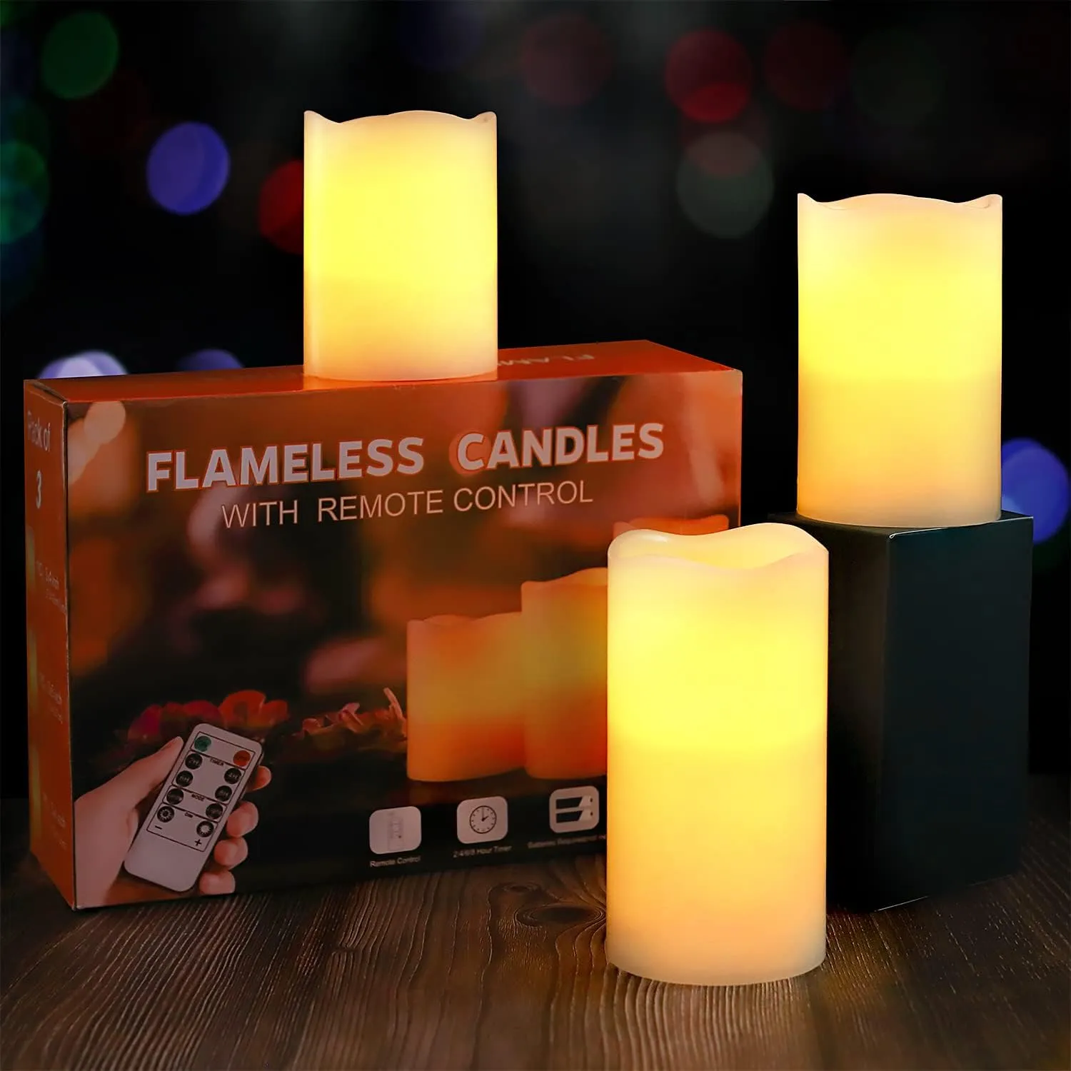 YIWER Wax Flameless Candles: 6 Pack Ivory Flameless Battery Operated Candle with Remote Timer Flickering Light for Mom Valentines Day Christmas Decor (Size: D3.15 x H 4"/5"/6",Include 2 Gift Boxes)