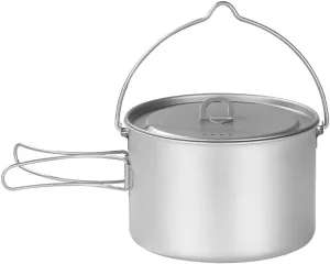 YYDS Outdoor Camping Outdoors Camping Cookware Lightweight Hanging Pot Camping Cooker Pure Titanium Foldable Hanging Pot Hiking Cooking Pot Adventures Picnics (Size : 1100ml)