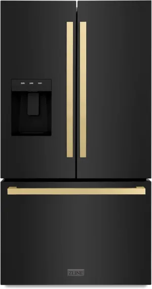 Z Line Kitchen and Bath ZLINE Autograph 36 in. Black Stainless Standard Refrigerator w/Bronze Handles (RSMZ-W36-BS-FCB)