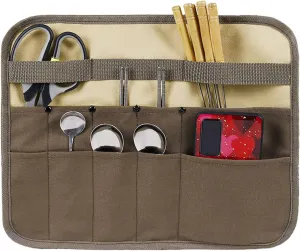Zerone Cutlery Roll Pouch Camping Cutlery Roll Bag Canvas Cookware Set Roll Bag Camping Tableware Storage Roll Pouch for Picnic BBQ Camping Hiking 36.5 x 30cm/14.37 x 11.81in