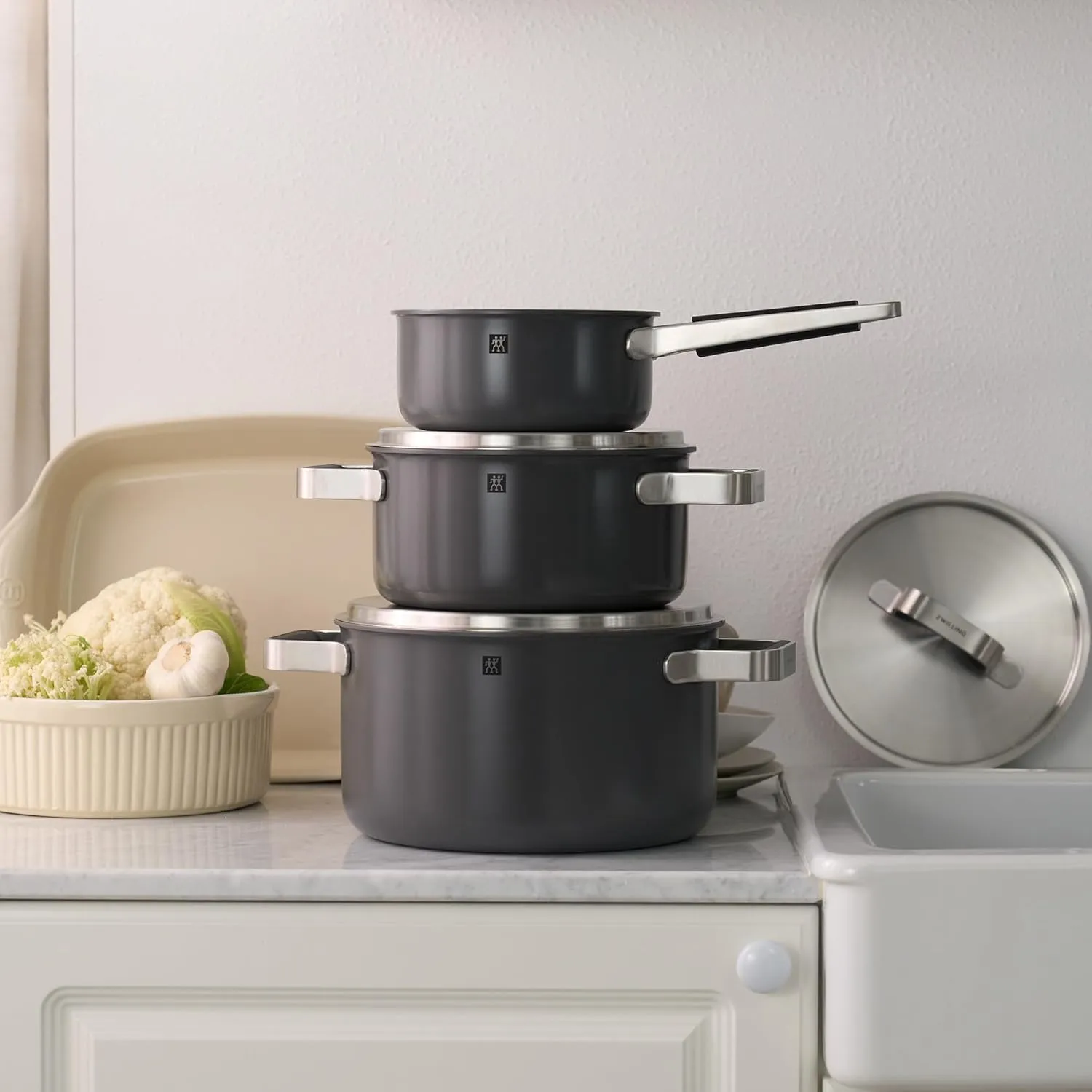 ZWILLING Pure 6-pc Stainless Steel Cookware Set, Grey